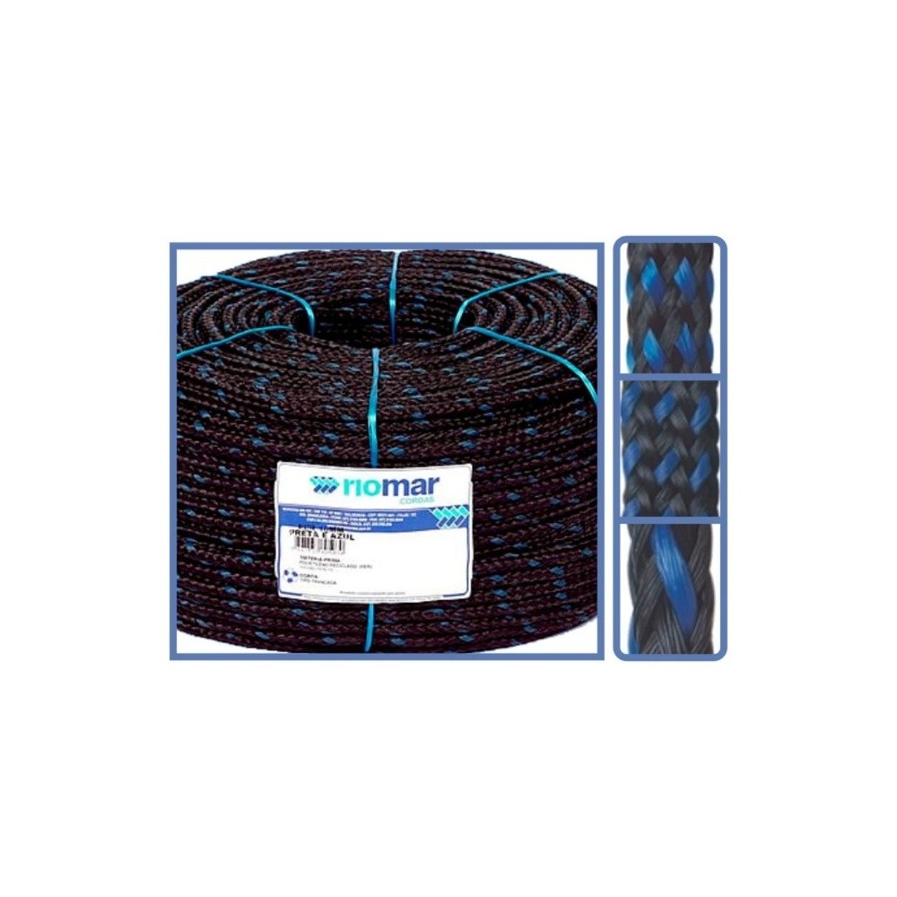 PIOLA TRENZADA RIOMAR 14 mm x 11kg NEGRO-AZUL